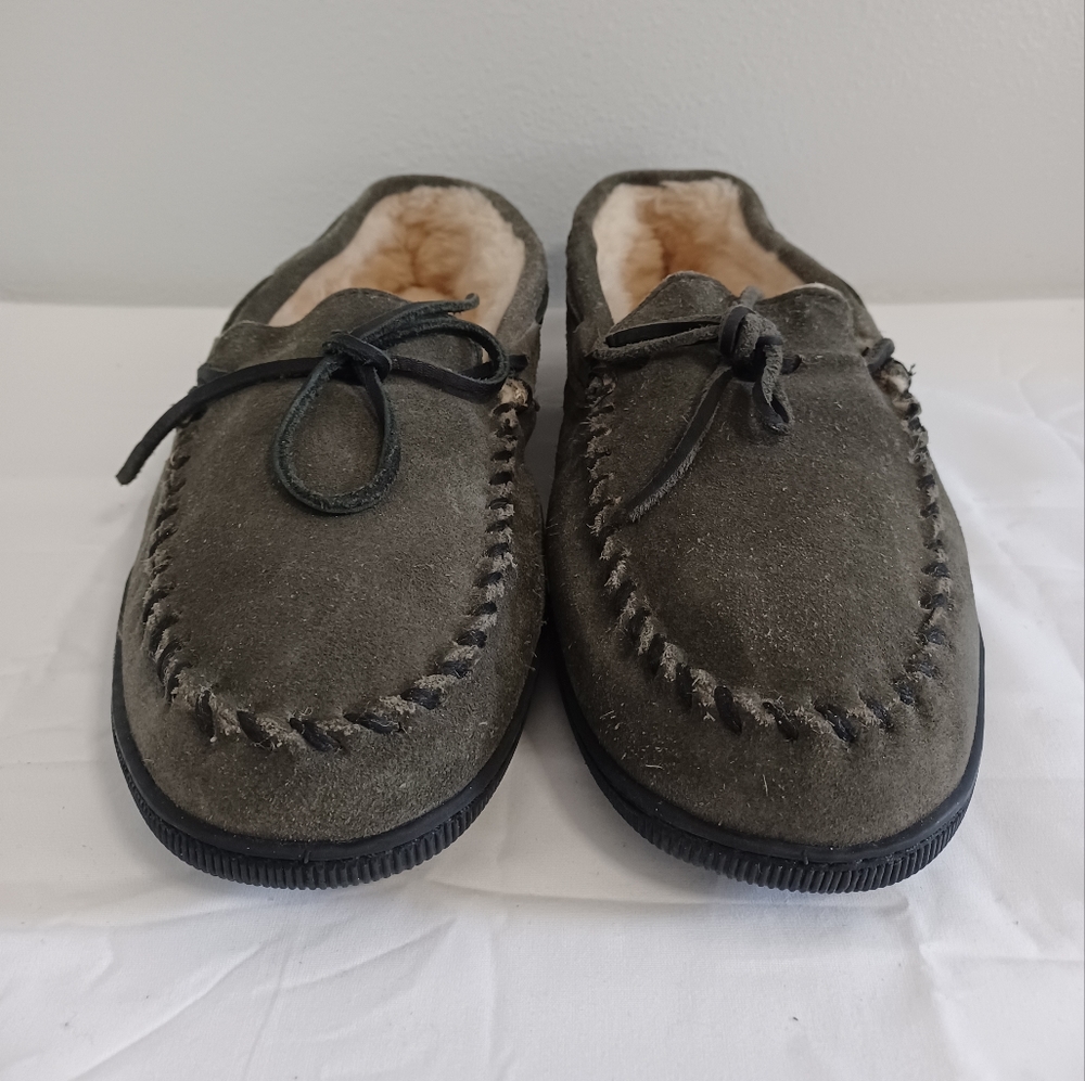 MINNETONKA Men's slippers shoes gray size 9 real fur